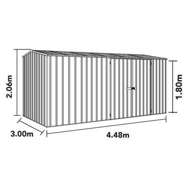 Absco 4.48mW x 3.00mD x 2.06mH Double Door Workshop Shed - Classic Cream - Shed City